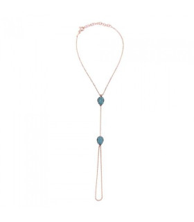 ROSE GOLD PLATED SILVER BRACELET-RING WITH TURQUOISE DETAILS