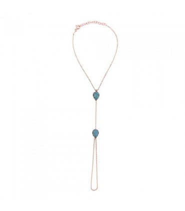 ROSE GOLD PLATED SILVER BRACELET-RING WITH TURQUOISE DETAILS