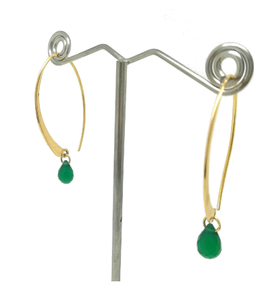 PENDIENTES DE ORO Y ONIX VERDE "HOOP"