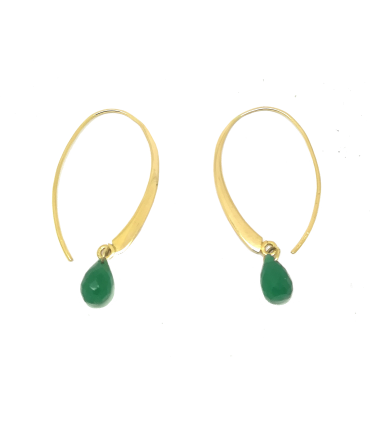 PENDIENTES DE ORO Y ONIX VERDE "HOOP"