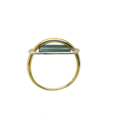 TWO TONES GOLD RING WITH TURMALINE "SPACE"