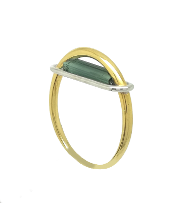 TWO TONES GOLD RING WITH TURMALINE "SPACE"