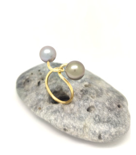 "YOU AND ME" RING WITH PEARLS