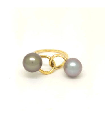 "YOU AND ME" RING WITH PEARLS