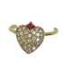 ANILLO DE ORO AMARILLO CON CORAZÓN PAVÉ DE DIAMANTES Y RUBÍ