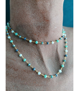18k gold plated silver agate and amazonite necklace