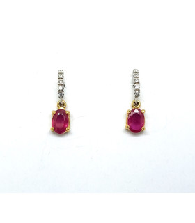 GOLD EARRINGS WITH DIAMONDS AND RUBIES