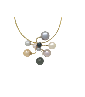 GOLD PENDANT WITH COLOUR CULTURED PEARLS