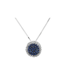 GOLD NECKLACE WITH DIAMOND AND SAPPHIRES ROSETTE