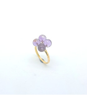 GOLD RING WITH AMETHYSTS