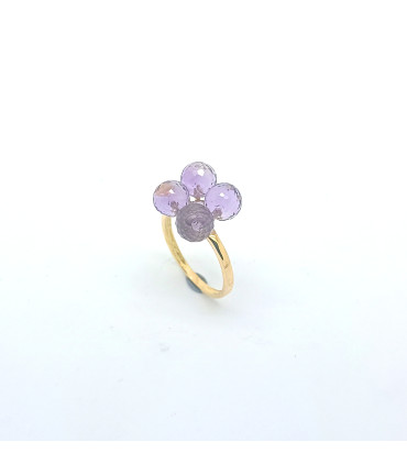GOLD RING WITH AMETHYSTS
