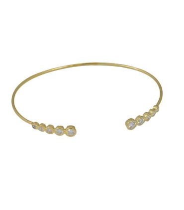 PULSERA PLATA DE LEY CHAPADA ORO RIGIDA CHATONES