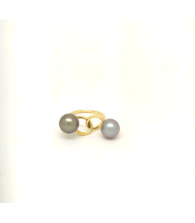 ANILLO DE ORO NUDO CON PERLAS NATURALES