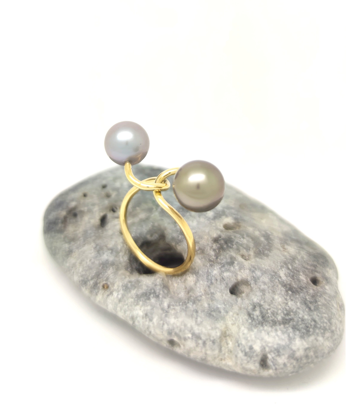 ANILLO DE ORO NUDO CON PERLAS NATURALES