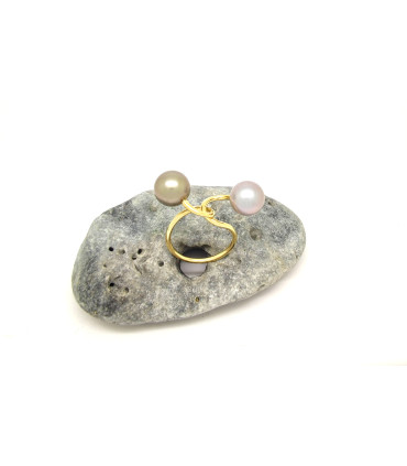 ANILLO DE ORO NUDO CON PERLAS NATURALES
