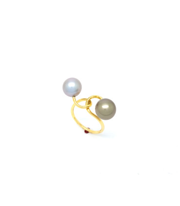 ANILLO DE ORO NUDO CON PERLAS NATURALES