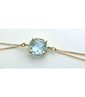 PULSERA DE ORO DE CADENA DOBLE CON TOPACIO