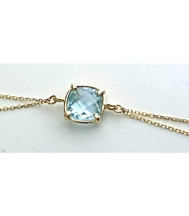 PULSERA DE ORO DE CADENA DOBLE CON TOPACIO