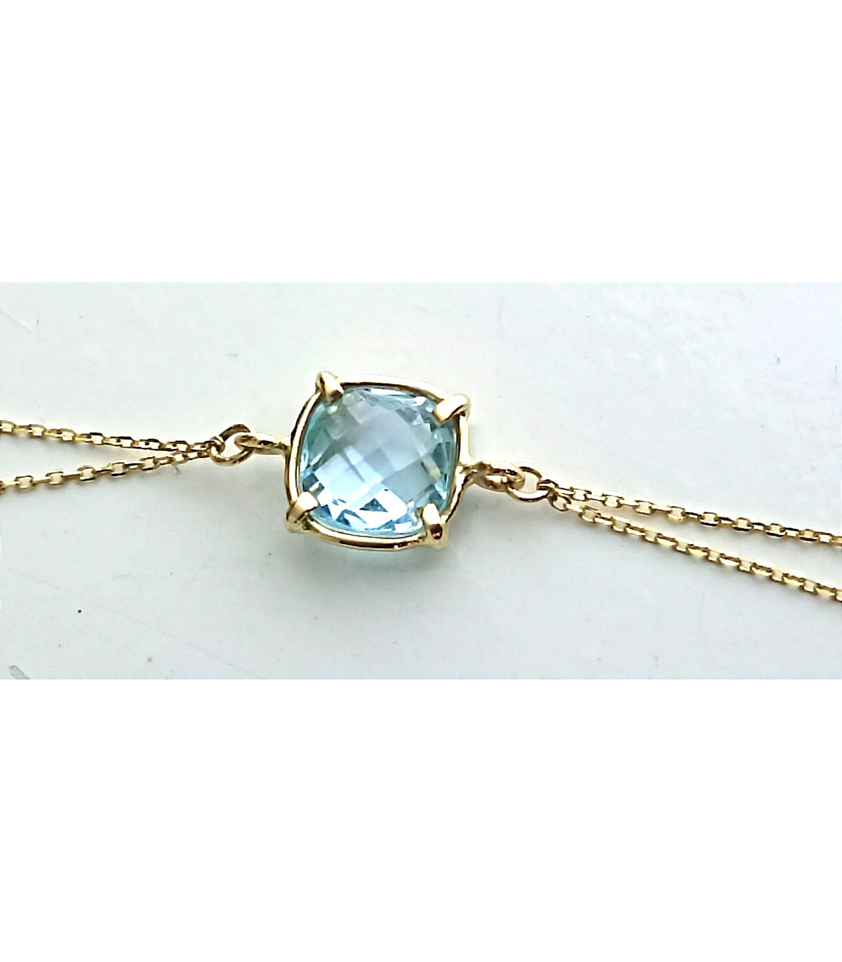 PULSERA DE ORO DE CADENA DOBLE CON TOPACIO