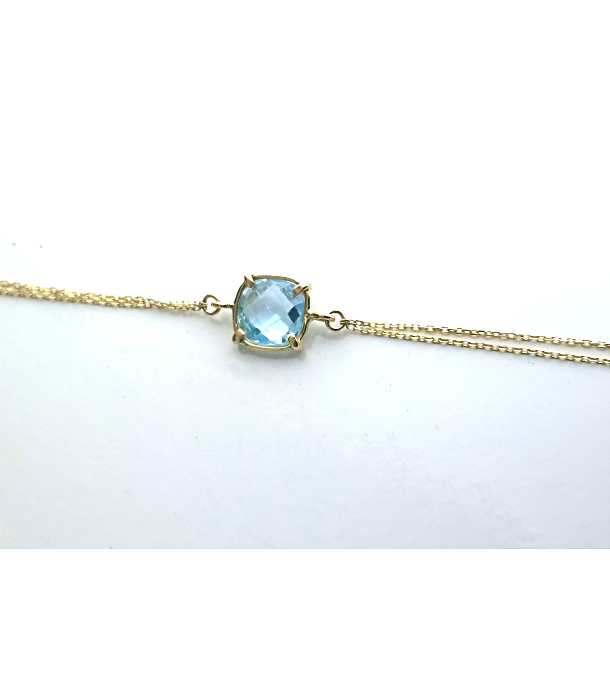 PULSERA DE ORO DE CADENA DOBLE CON TOPACIO