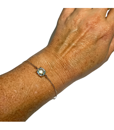 PULSERA DE ORO DE CADENA DOBLE CON TOPACIO