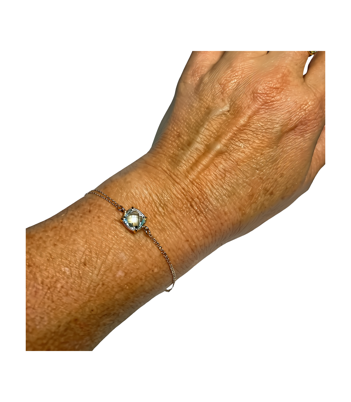 PULSERA DE ORO DE CADENA DOBLE CON TOPACIO