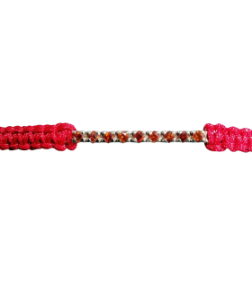 GOLD BRACELET WITH ORANGE SAPPHIRE BAR AND MACRAME