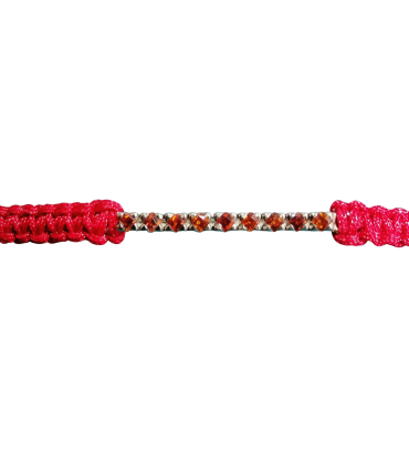 GOLD BRACELET WITH ORANGE SAPPHIRE BAR AND MACRAME