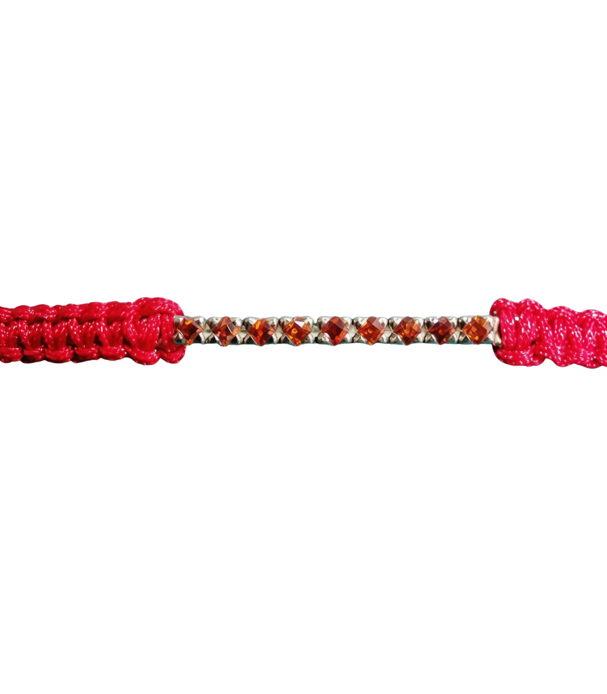 GOLD BRACELET WITH ORANGE SAPPHIRE BAR AND MACRAME