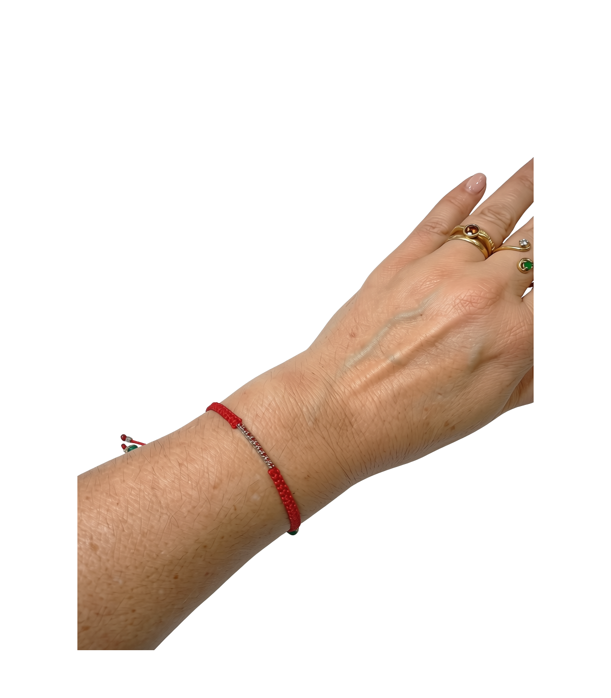 GOLD BRACELET WITH ORANGE SAPPHIRE BAR AND MACRAME