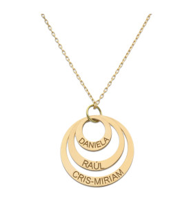 18K. GOLD NECKLACE THREE CIRCLES TO ENGRAVE