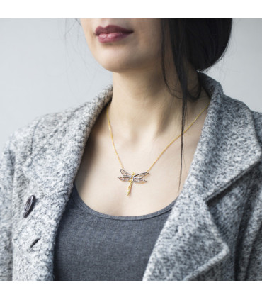GOLD PLATED SILVER NECKLACE "DRAGONFLY"