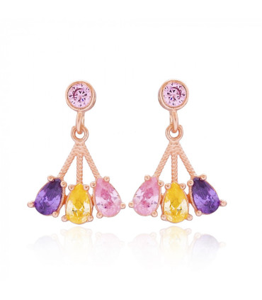 ROSE GOLD PLATED SILVER EARRINGS "FAN COLOR"