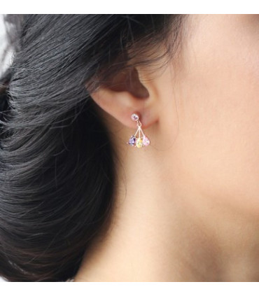 ROSE GOLD PLATED SILVER EARRINGS "FAN COLOR"