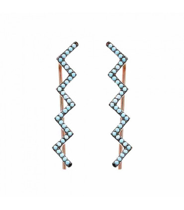 ROSE GOLD PLATED SILVER CRAWLER EARRINGS "ZIGZAG"