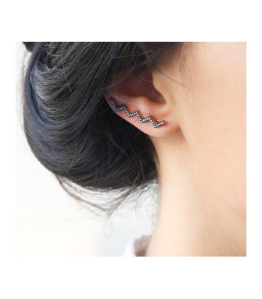 ROSE GOLD PLATED SILVER CRAWLER EARRINGS "ZIGZAG"